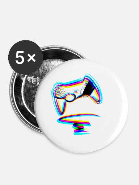controller gamer zocken linien effekt - Buttons groß 56 mm (5er Pack) - Weiß