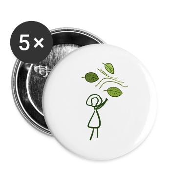 feuilles de vent feuille nature conservation nature vert - Lot de 5 grands badges (56 mm) - blanc - Devant