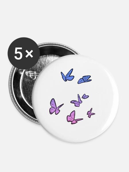 lila schmetterlinge schmetterling symbol - Buttons groß 56 mm (5er Pack) - Weiß
