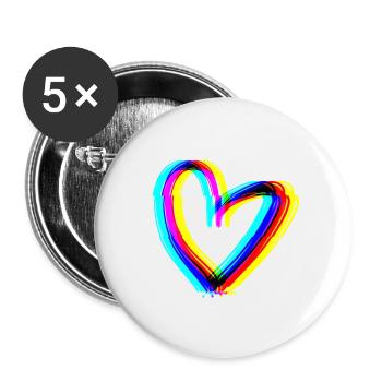 heart effect 3d symbol love - Buttons large 2.2''/56 mm (5-pack) - white - Front