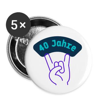 40 Jahre mit Rockmusik - Buttons groß 56 mm (5er Pack) - Weiß - Vorne