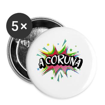 A Coruna Spain City Pop Art Comic Art - Buttons large 2.2''/56 mm (5-pack) - white - Front