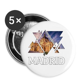 Madrid Espagne Ville Skyline Accueil Amour Vacances - Lot de 5 grands badges (56 mm) - blanc - Devant