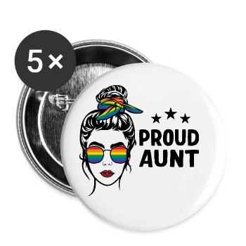 LGBT Stolze Tante - Buttons groß 56 mm (5er Pack) - Weiß - Vorne