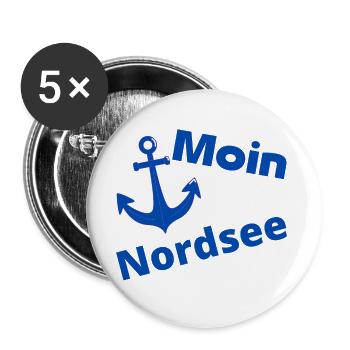 Moin Nordsee - Motiv mit Anker - Buttons groß 56 mm (5er Pack) - Weiß - Vorne