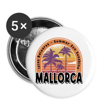 Mallorca Sommer Sonne Strand Meer Palmen Urlaub - Buttons groß 56 mm (5er Pack) - Weiß - Vorne