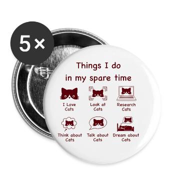 Katzen, Katzen, Katzen (braun) - Buttons groß 56 mm (5er Pack) - Weiß - Vorne