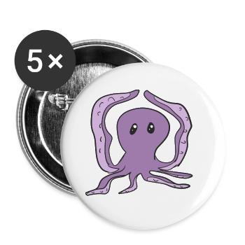 tanzender Oktopus lustig Tier Symbol - Buttons groß 56 mm (5er Pack) - Weiß - Vorne