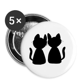 Cats Friends Animals Symbol Cat Love - Buttons large 2.2''/56 mm (5-pack) - white - Front