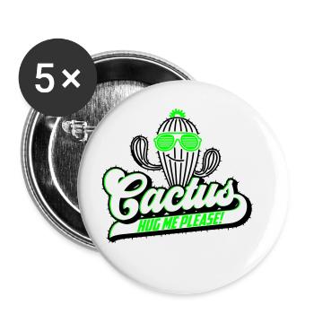 Farben änderbar | Kaktus Cactus Hug Me - Buttons groß 56 mm (5er Pack) - Weiß - Vorne