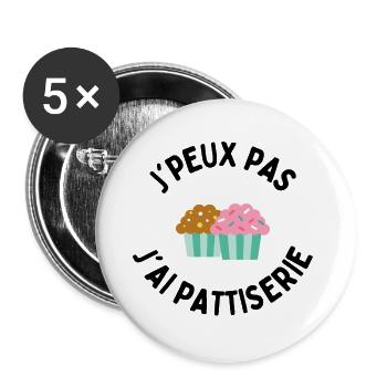 j'peux pas j'ai patisserie - Lot de 5 grands badges (56 mm) - blanc - Devant