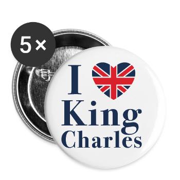 Ich liebe König Charles - Buttons groß 56 mm (5er Pack) - Weiß - Vorne