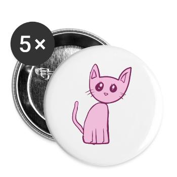 Chat rose animal animal mignon - Lot de 5 grands badges (56 mm) - blanc - Devant