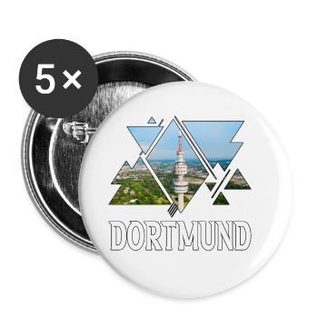 Dortmund Deutschland Stadt Skyline Heimat Liebe - Buttons groß 56 mm (5er Pack) - Weiß - Vorne