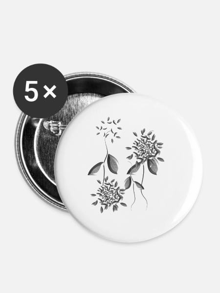 graue pflanzen blumen muster - Buttons groß 56 mm (5er Pack) - Weiß