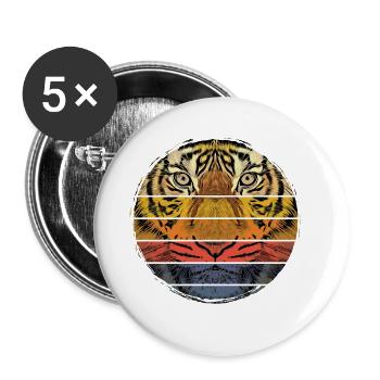 Tiger Animal Predator Wild Wilderness Vintage Rétro - Lot de 5 grands badges (56 mm) - blanc - Devant