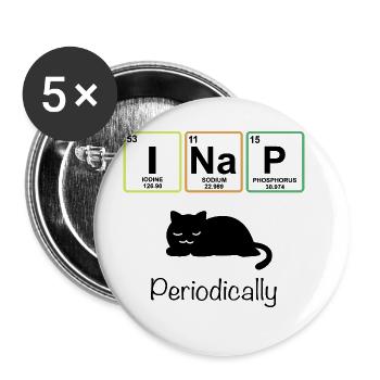 I Nap Katze Periodensystem Lehrer T Shirt Geschenk - Buttons groß 56 mm (5er Pack) - Weiß - Vorne