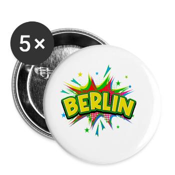 Berlin Germany City Pop Art Comic Art - Buttons large 2.2''/56 mm (5-pack) - white - Front
