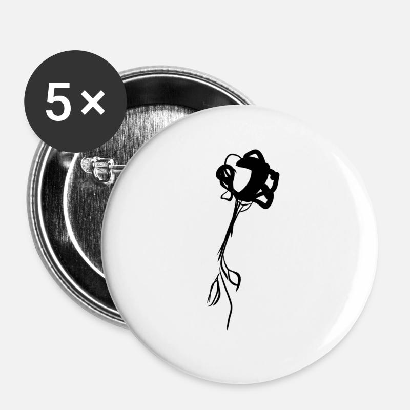 Blume Symbol Pflanze Form - Buttons groß 56 mm (5er Pack) - Weiß