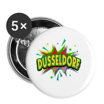Dusseldorf Germany City Pop Art Comic Art - Buttons large 2.2''/56 mm (5-pack) - white - Front