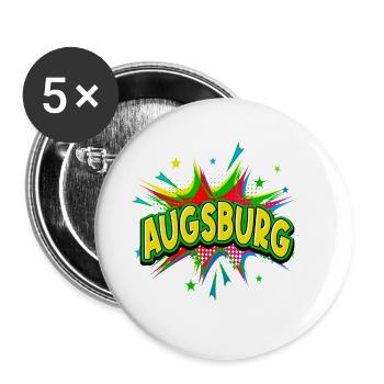 Augsburg Germany City Pop Art Comic Art - Buttons large 2.2''/56 mm (5-pack) - white - Front