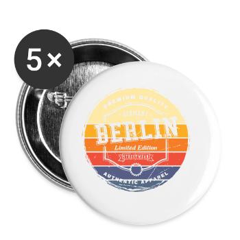 Berlin Germany City Vintage Retro Skyline - Buttons large 2.2''/56 mm (5-pack) - white - Front