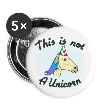 Kein Einhorn. Lustiges Pferdeeinhorn - Buttons groß 56 mm (5er Pack) - Weiß - Vorne