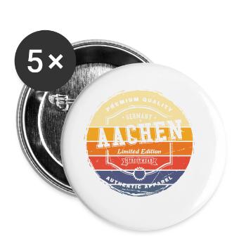 Aachen Germany City Vintage Retro Skyline - Buttons large 2.2''/56 mm (5-pack) - white - Front