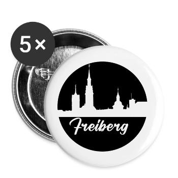 schwarz, skyline, kreis, scherenschnitt,freiberg - Buttons groß 56 mm (5er Pack) - Weiß - Vorne