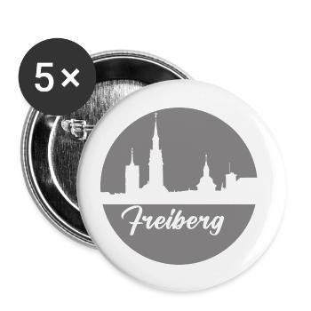 grau, skyline, kreis, scherenschnitt,freiberg - Buttons groß 56 mm (5er Pack) - Weiß - Vorne