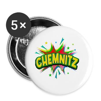 Chemnitz Germany City Pop Art Comic Art - Buttons large 2.2''/56 mm (5-pack) - white - Front