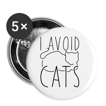 I Avoid Cats - Buttons large 2.2''/56 mm (5-pack) - white - Front