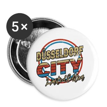 Dusseldorf Germany City Font 80s Style - Buttons large 2.2''/56 mm (5-pack) - white - Front