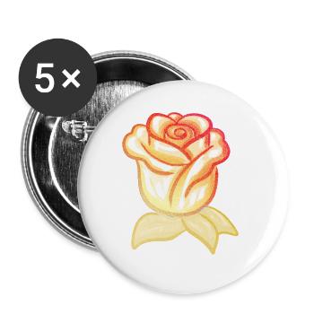 Fleur de plante dorée Rose Paillettes - Lot de 5 grands badges (56 mm) - blanc - Devant