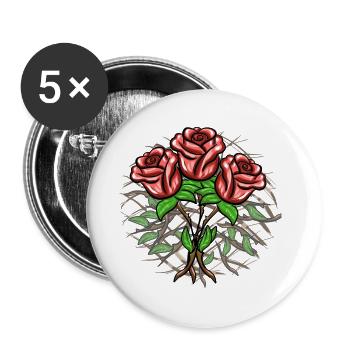 Crosses Pattern Cross Plants Roses - Buttons large 2.2''/56 mm (5-pack) - white - Front