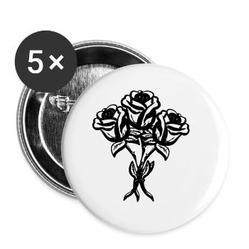 drei rosen pflanzen pflanze - Buttons groß 56 mm (5er Pack) - Weiß - Vorne