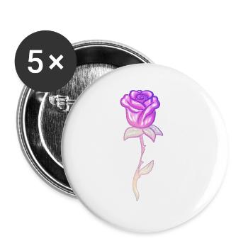lila pflanze blume rose glitzer - Buttons groß 56 mm (5er Pack) - Weiß - Vorne