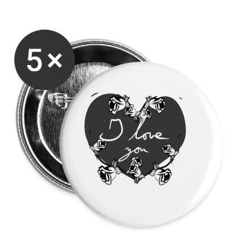 graues herz ich liebe dich blumen valentinstag sym - Buttons groß 56 mm (5er Pack) - Weiß - Vorne
