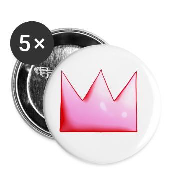 Pink Crown Cartoon Symbol Shape - Buttons large 2.2''/56 mm (5-pack) - white - Front