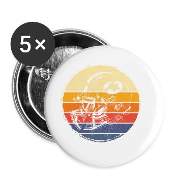 American Football Helm Vintage Retro USA Sport - Buttons groß 56 mm (5er Pack) - Weiß - Vorne