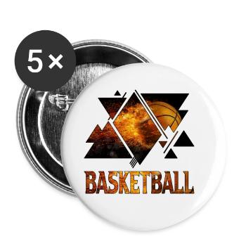 Basketball Feuer Basketballer Sport Spieler - Buttons groß 56 mm (5er Pack) - Weiß - Vorne