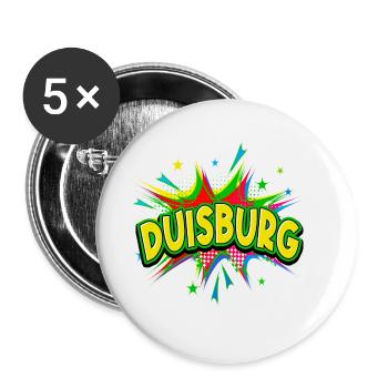 Duisburg Germany City Pop Art Comic Art - Buttons large 2.2''/56 mm (5-pack) - white - Front