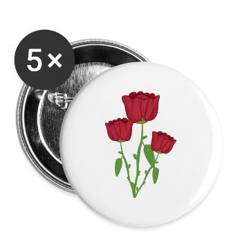 Trois Roses Fleur Végétale Rouge - Lot de 5 grands badges (56 mm) - blanc - Devant
