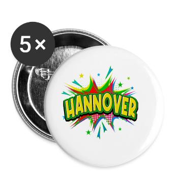 Hanovre Allemagne Ville Pop Art Bande dessinée - Lot de 5 grands badges (56 mm) - blanc - Devant