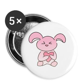 Hase Teddy Tier Süß Herz - Buttons groß 56 mm (5er Pack) - Weiß - Vorne