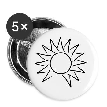 Sonne Zeichnung Natur Skizze schwarz - Buttons groß 56 mm (5er Pack) - Weiß - Vorne