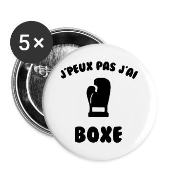 J’peux pas j’ai boxe - Lot de 5 grands badges (56 mm) - blanc - Devant