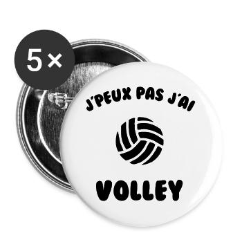 J’peux pas j’ai volley - Lot de 5 grands badges (56 mm) - blanc - Devant