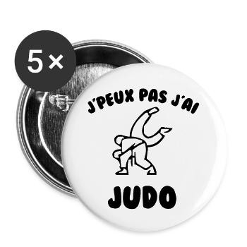 J’peux pas j’ai judo - Lot de 5 grands badges (56 mm) - blanc - Devant