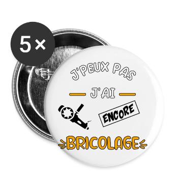 J’peux pas j’ai encore bricolage - Lot de 5 grands badges (56 mm) - blanc - Devant